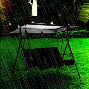 Outdoor Swing Canopy Cover, 2-Seater Canopy Swing Sets for Backyard, Replacement Swing Waterproof Top Cover Set for Patio/Lawn/Garden, Swing Canopy Cushion Sunscreen Uv Protection (No Steel Frame)