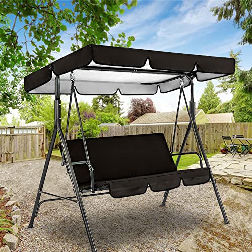 Outdoor Swing Canopy Cover, 2-Seater Canopy Swing Sets for Backyard, Replacement Swing Waterproof Top Cover Set for Patio/Lawn/Garden, Swing Canopy Cushion Sunscreen Uv Protection (No Steel Frame)