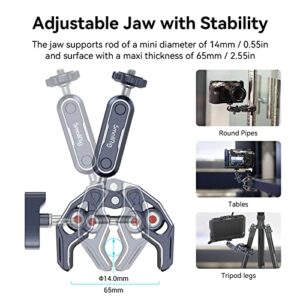 SmallRig Super Clamp Ballhead Magic Arm Camera Clamp, Crab-Shaped Monitor Clamp with 1/4"-20, 3/8"-16 Threaded Holes for Gopro/DSLR Camera/Stabilizer - 3757