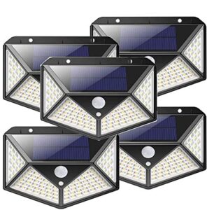 nxsp outdoor solar lights, 100 led motion sensor solar lights, ip65 waterproof module, [2400 super bright energy-saving lamps] with 270° wide angle, used in gardens, terraces, garages(5)