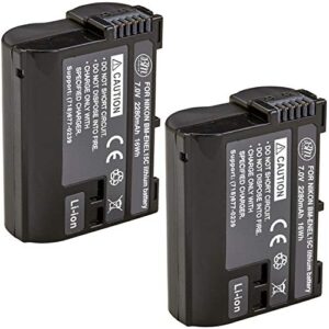 bm premium 2 pack of en-el15c high capacity batteries for nikon z5, z6, z6 ii, z7, z7ii d780, d850, d7500, 1 v1, d500, d600, d610, d750, d800, d800e, d810, d810a, d7000, d7100, d7200 digital cameras