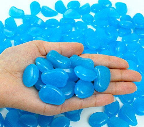 chic style 4.8Lbs 1000Pcs Glow in The Dark Stones Pebbles Blue