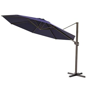 cloudfly 11.5ft patio umbrella round navy with 360°rotation 7 heights adjustable aluminum pole offset cantilever outdoor umbrella for garden swimming pool
