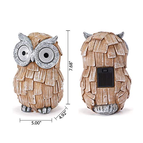 Yiosax HalloweenOwl Garden Statue with Solar Light Eyes, Resin Statues and Sculptures Outdoor Garden Decor, for Patio, Lawn, Yard | Unique Housewarming Gifts(7.68inch Tall）