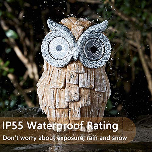 Yiosax HalloweenOwl Garden Statue with Solar Light Eyes, Resin Statues and Sculptures Outdoor Garden Decor, for Patio, Lawn, Yard | Unique Housewarming Gifts(7.68inch Tall）