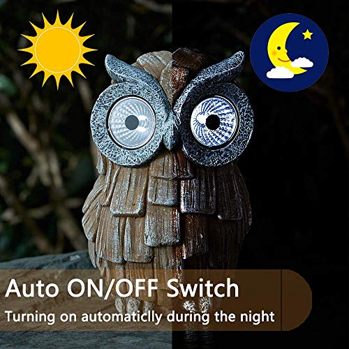 Yiosax HalloweenOwl Garden Statue with Solar Light Eyes, Resin Statues and Sculptures Outdoor Garden Decor, for Patio, Lawn, Yard | Unique Housewarming Gifts(7.68inch Tall）