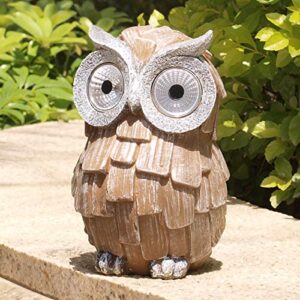 Yiosax HalloweenOwl Garden Statue with Solar Light Eyes, Resin Statues and Sculptures Outdoor Garden Decor, for Patio, Lawn, Yard | Unique Housewarming Gifts(7.68inch Tall）