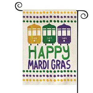 avoin colorlife happy mardi gras garden flag 12×18 inch double sided, 504 new orleans carnival yard outdoor decoration