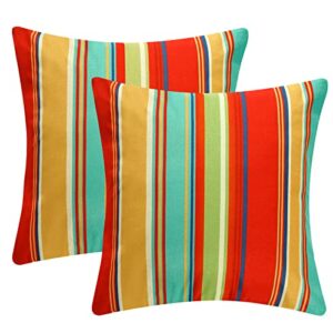 2 pack outdoor pillow covers waterproof decorative patio pillowcase sunbrella outdoor throw pillows for patio furniture tent garden beach couch, 18×18 inches, red