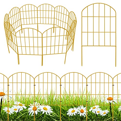 Decorative Garden Fence Panel Border 10 Pack,Garden Fencing for Yard Outdoor, No Dig Fence for Dogs Metal Small Garden Fence Animal Barrier (10ft)