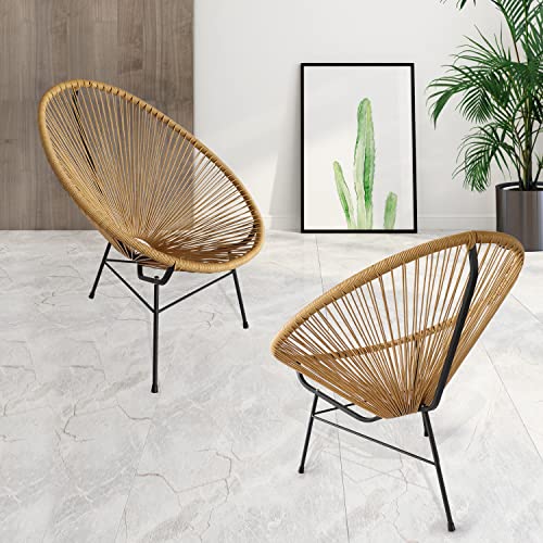 PRIVATE GARDEN Outdoor Indoor Acapulco Chairs Set of 2 Gorgeous Patio Conversation Bistro Set with High Back and Heavy Duty Frame Suitable for Small Space, Balcony, Porch, Garden, Living Room