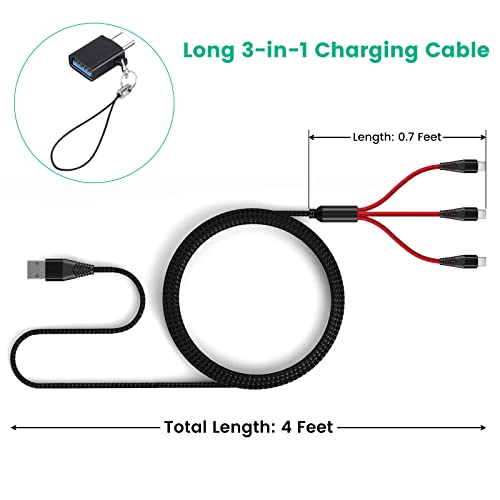 Charger for DJI Mini 3 Pro, Mavic 3, Air 2S, Avata Drone, 3-in-1 3A Fast Charging Cable USB C Cord with Adapter for DJI FPV Remote Controller Motion Controller Battery Accessories, 4ft