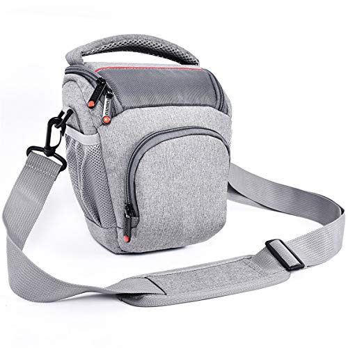 FOSOTO Compact DSLR Camera Bag Shoulder Crossbody Case Compatible for Canon EOS Rebel T6 T7 T8i T100 SL3 XTi 4000D 2000D Nikon D5600 D3400 D3500 Pentax K-70 Olympus E-M10 with Waterproof Rain Cover