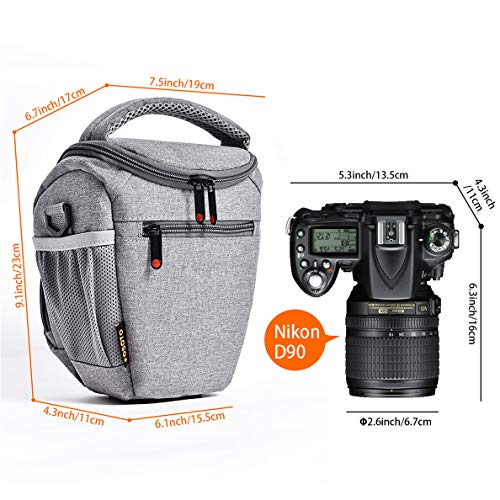 FOSOTO Compact DSLR Camera Bag Shoulder Crossbody Case Compatible for Canon EOS Rebel T6 T7 T8i T100 SL3 XTi 4000D 2000D Nikon D5600 D3400 D3500 Pentax K-70 Olympus E-M10 with Waterproof Rain Cover