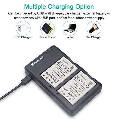 Newmowa EN-EL5 Replacment Battery (2-Pack) and Dual USB Charger Kit for Nikon Coolpix 3700, 4200, 5200, 5900, 7900, P3, P4, P80, P90, P100, P500, P510, P520, P530, P5000, P5100, P6000, S10 Cameras