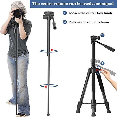 KINGJOY 75" Camera Tripod for Canon Nikon Cell Phone Aluminum Monopod Tripod with Remote Shutter Phone Mount and Carry Bag Max Load 11LB