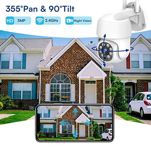 XVIM Security Camera Outdoor, 3MP Wireless WiFi Camera with Night Vision, Motion Detection, Waterproof, 2-Way Audio