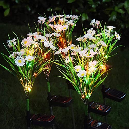 AMZSTAR Solar Lawn Light Flower Light 2 Pack 28LED Daisy Solar Garden Light,Outdoor Decoration Stake Lights,Waterproof Solar Landscape Light Statue lamp Garden Stakes Decorative,Lawn (White)