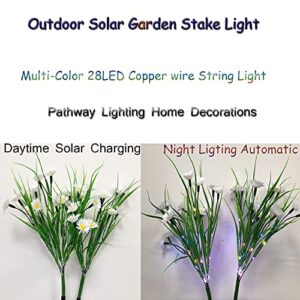 AMZSTAR Solar Lawn Light Flower Light 2 Pack 28LED Daisy Solar Garden Light,Outdoor Decoration Stake Lights,Waterproof Solar Landscape Light Statue lamp Garden Stakes Decorative,Lawn (White)