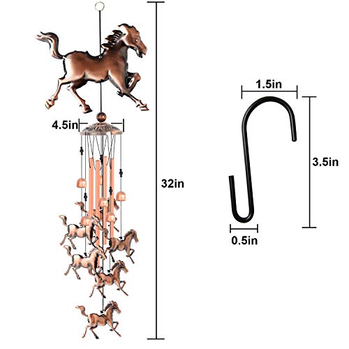 ​Copper Horse Wind Chimes Horse Gift Wind Chime Garden Gifts for Mom Windchimes Outdoor Mom Birthday Gift Patio Yard Decor Large deep Tone Music Wind Chimes Women Gift Garden Gifts