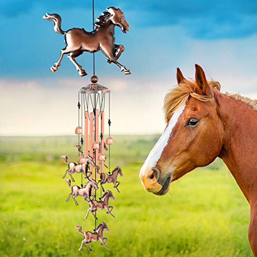 ​Copper Horse Wind Chimes Horse Gift Wind Chime Garden Gifts for Mom Windchimes Outdoor Mom Birthday Gift Patio Yard Decor Large deep Tone Music Wind Chimes Women Gift Garden Gifts