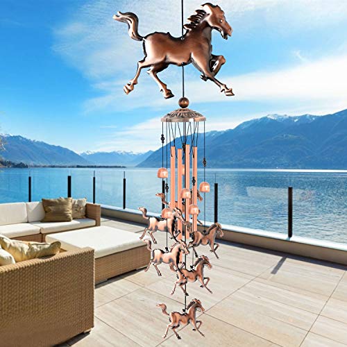 ​Copper Horse Wind Chimes Horse Gift Wind Chime Garden Gifts for Mom Windchimes Outdoor Mom Birthday Gift Patio Yard Decor Large deep Tone Music Wind Chimes Women Gift Garden Gifts