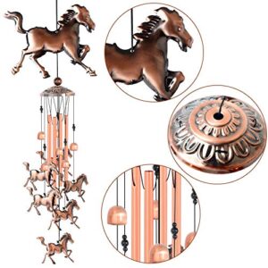 ​Copper Horse Wind Chimes Horse Gift Wind Chime Garden Gifts for Mom Windchimes Outdoor Mom Birthday Gift Patio Yard Decor Large deep Tone Music Wind Chimes Women Gift Garden Gifts