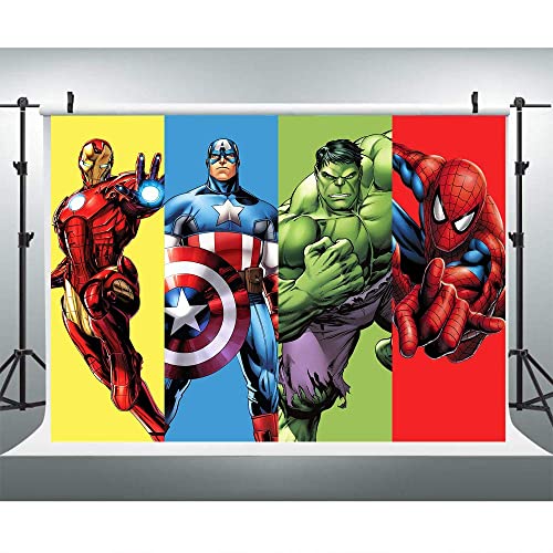 Superhero Backdrop for Boys Birthday Party 7x5ft Vinyl Anime Character Image Photography Backdrops Themed Party YouTube Backdrops Photo Booth Studio Props