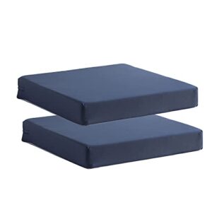 patio chair cushions set of 2 non slip bottom chair pad with ties waterproof square outdoor seat cushion replacement for garden swing furniture 20×20 inch, navy blue