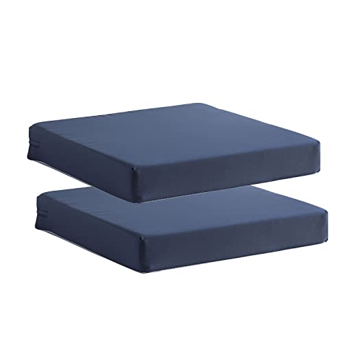 Patio Chair Cushions Set of 2 Non Slip Bottom Chair Pad with Ties Waterproof Square Outdoor Seat Cushion Replacement for Garden Swing Furniture 20x20 Inch, Navy Blue