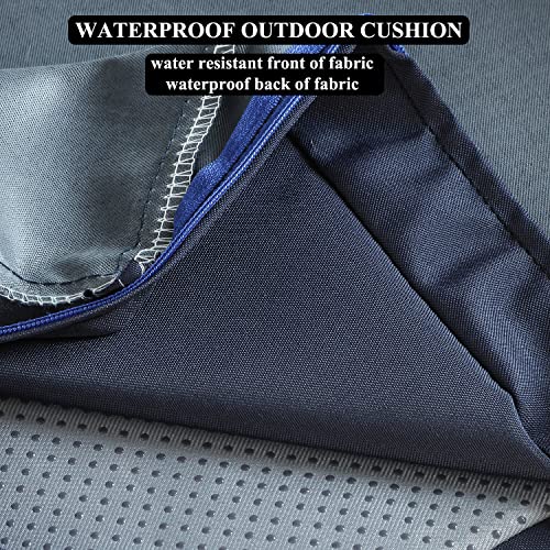 Patio Chair Cushions Set of 2 Non Slip Bottom Chair Pad with Ties Waterproof Square Outdoor Seat Cushion Replacement for Garden Swing Furniture 20x20 Inch, Navy Blue