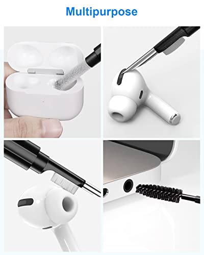 [8 in 1] Cleaner Kit for Airpod,Supfine Airpods Pro Cleaning Pen with Brush,Multi-Function Cleaner Kit for Earbuds,Earphone,iPod,Keyboard,iPhone,ipad,Laptop(Black)