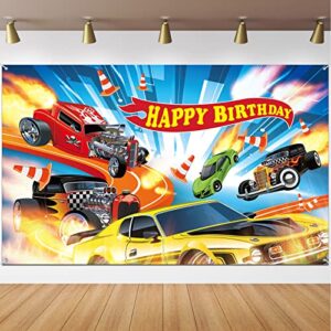 hot car birthday party decorations hot race car birthday party backdrop banner background for boys birthday supplies racing car signs for indoor outdoor birthday party decorations supplies