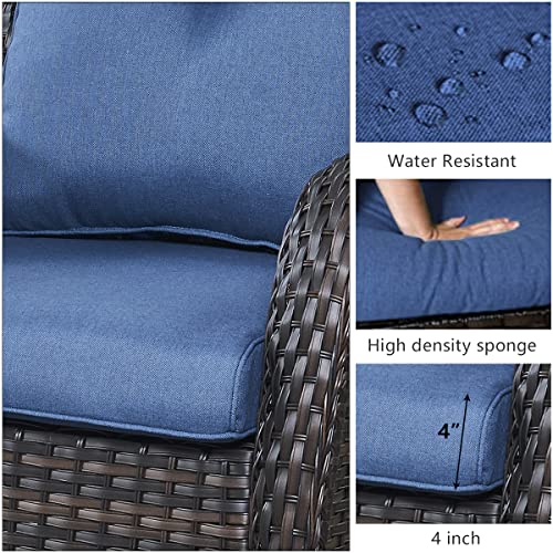 HUMMUH Outdoor Patio Furniture 7 Pieces Furniture Set Wicker Outdoor Sectional Couch with Patio Swivel Glider Chairs,Coffee Side Table,Ottomans for Patio