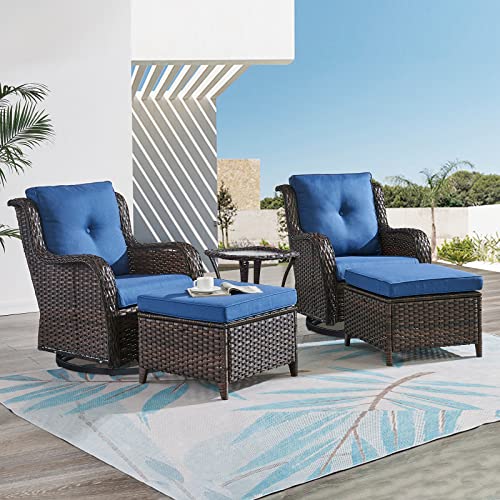 HUMMUH Outdoor Patio Furniture 7 Pieces Furniture Set Wicker Outdoor Sectional Couch with Patio Swivel Glider Chairs,Coffee Side Table,Ottomans for Patio