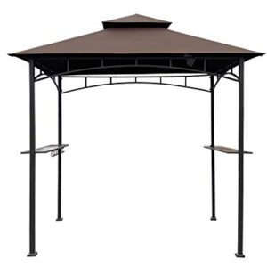 APEX GARDEN Replacement Canopy Top CAN ONLY FIT for Model #L-GZ238PST-11 8' X 5’ Bamboo Look BBQ Grill Gazebo (Canopy Top Only) (Brown)