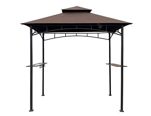 APEX GARDEN Replacement Canopy Top CAN ONLY FIT for Model #L-GZ238PST-11 8' X 5’ Bamboo Look BBQ Grill Gazebo (Canopy Top Only) (Brown)