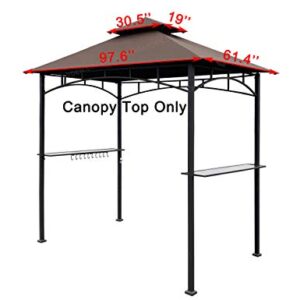 APEX GARDEN Replacement Canopy Top CAN ONLY FIT for Model #L-GZ238PST-11 8' X 5’ Bamboo Look BBQ Grill Gazebo (Canopy Top Only) (Brown)