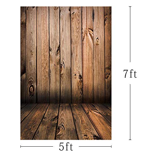 MEHOFOTO Vintage Rustic Dark Brown Wood Photo Studio Booth Backdrop Props Vinyl Newborn Baby Photoshoot Portrait Background for Photography 5x7ft