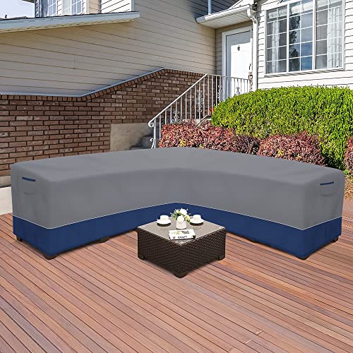 Patio Sectional Sofa Cover, Waterproof Outdoor V-Shaped Sectional Cover,Heavy Duty Garden Furniture Cover with 600 D,Air Vent,100" L x 100" D x 31" H