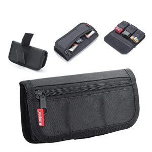 king ma small dslr camera battery bag pouch holder case camera battery waist bag suitable for aa battery and lp-e6/ lp-e17/ fz100/ fw50/ f550 and more, sd card holder memory card case
