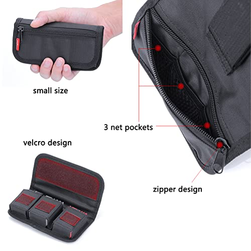 King Ma Small DSLR Camera Battery Bag Pouch Holder Case Camera Battery Waist Bag Suitable for AA Battery and LP-E6/ LP-E17/ FZ100/ FW50/ F550 and More, SD Card Holder Memory Card Case