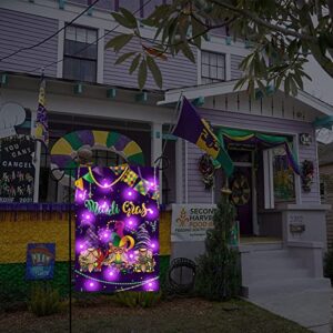 Mardi Gras Garden Flag Vertical Double Sided，Mardi Gras Decorations Masquerade Gnomes Holiday Party Yard Outdoor Decorative Classic Design House Flag Banner for Yard Lawn, 18 X 12 Inch (Style 2)