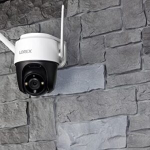 Lorex 2K Pan-Tilt Indoor/Outdoor WiFi Security Camera with 32GB MicroSD Card, Auto-Tracking, Color Night Vision, Person Detection, and Warning Light/Siren