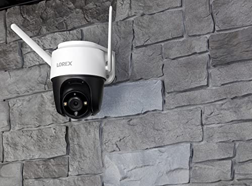 Lorex 2K Pan-Tilt Indoor/Outdoor WiFi Security Camera with 32GB MicroSD Card, Auto-Tracking, Color Night Vision, Person Detection, and Warning Light/Siren