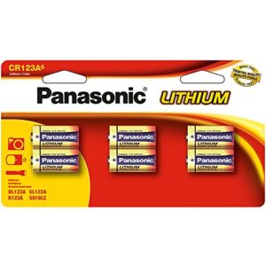 panasonic lithium cr-123a 3v batteries for flashlights, digital cameras, toys, & alarm systems, 6 pack (cr-123pa/6b)