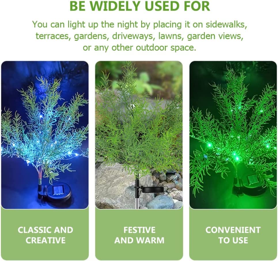 Solar Garden Lights Solar Garden Light Tree Outdoor: Garden Patio Yard and Decorative Sun Flickering Tree Led Stake Light Flower for 2 Pieces