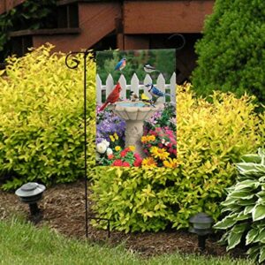 Spring Garden Friends Garden Flag Birds Birdbath Floral 12.5" x 18" Briarwood Lane