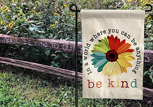 Daisy In A World Where You Can Be Anything Be Kind Garden Flag Vertical Double Sided Burlap Banners Yard Outdoor Home Decor 18"X12"(White）