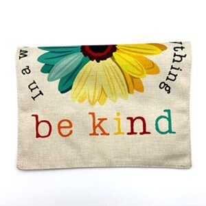 Daisy In A World Where You Can Be Anything Be Kind Garden Flag Vertical Double Sided Burlap Banners Yard Outdoor Home Decor 18"X12"(White）